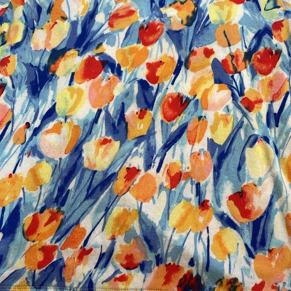 Talbots Tulip Floral Watercolor Artsy 3/4 Sleeve Lightweight Sweater Boatneck M - Picture 3 of 12